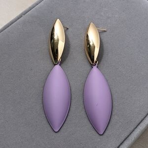 Gold and Lavender Drop Earrings